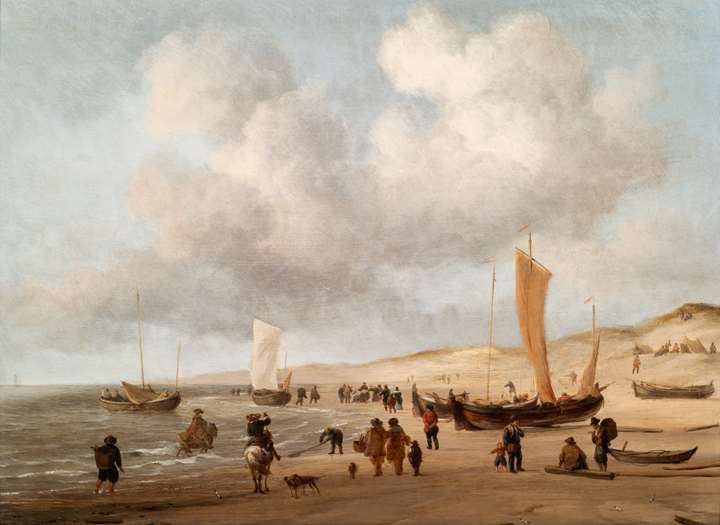 Fishing Pinks on the beach at Scheveningen.
